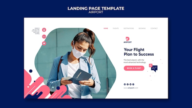 Kostenlose PSD designvorlage für flughafen-landingpages