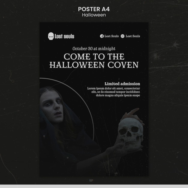 Kostenlose PSD designvorlage für halloween-poster