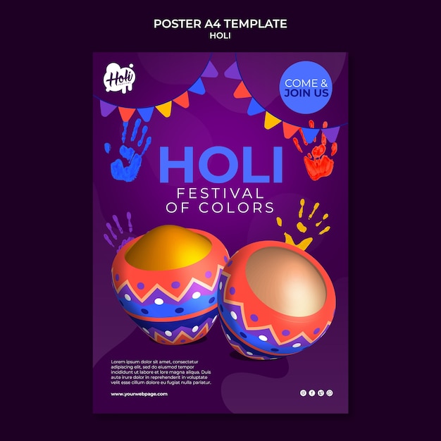 Designvorlage für Holi-Festival mit Farbverlauf