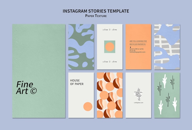 Designvorlage für Instagram-Geschichten aus Papierstruktur