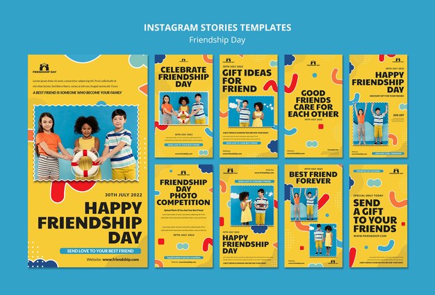 Designvorlage für instagram-geschichten zum freundschaftstag
