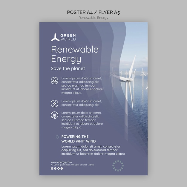 Kostenlose PSD designvorlage für poster für erneuerbare energien