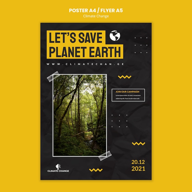 Kostenlose PSD designvorlage für poster oder flyer zum klimawandel