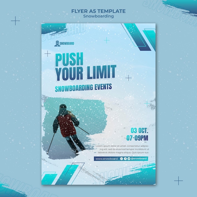 Kostenlose PSD designvorlage für snowboard-flyer