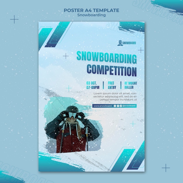 Kostenlose PSD designvorlage für snowboard-flyer