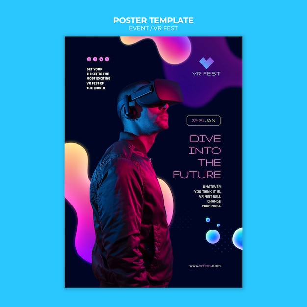 Kostenlose PSD designvorlage für vr-event-poster