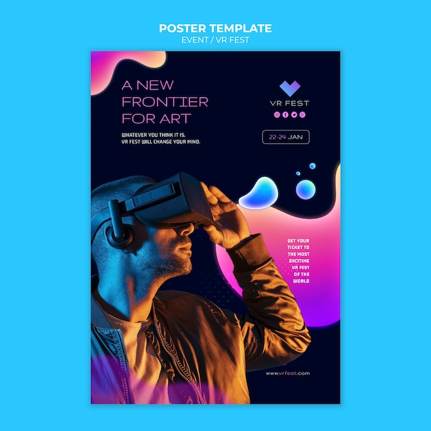 Kostenlose PSD designvorlage für vr-event-poster