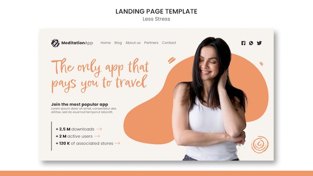 Designvorlage für weniger Stress für Landingpages
