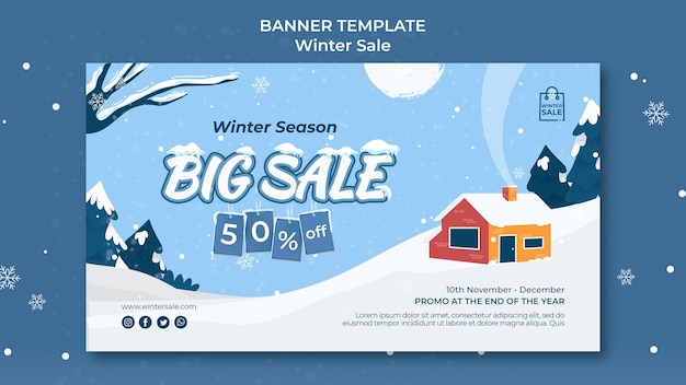Designvorlage für Winterschlussverkaufsbanner