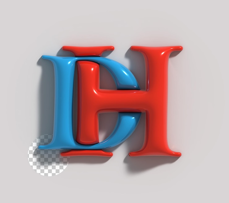 Kostenlose PSD dh branding identity corporate 3d render unternehmensbuchstaben-logo