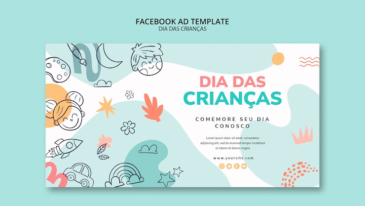 Kostenlose PSD dia das criancas social media promo-vorlage mit zeichnungen
