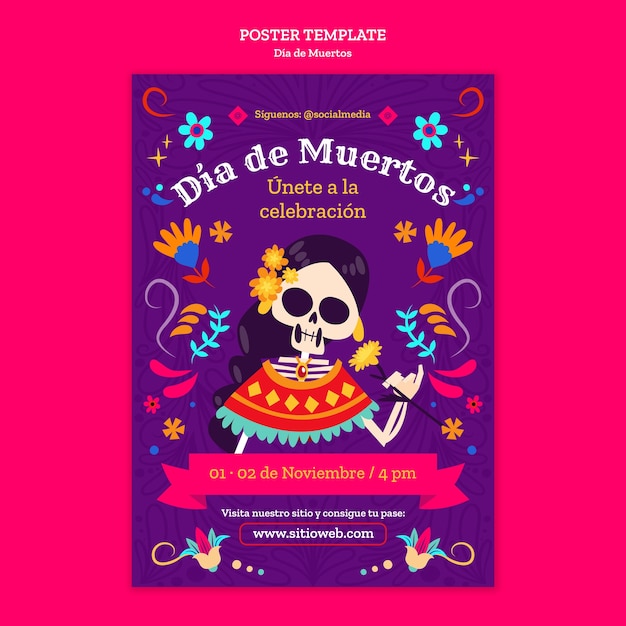 Dia de muertos feier vertikale plakatvorlage