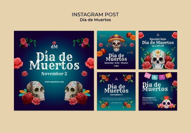 Dia de muertos Sammlung von Instagram-Posts