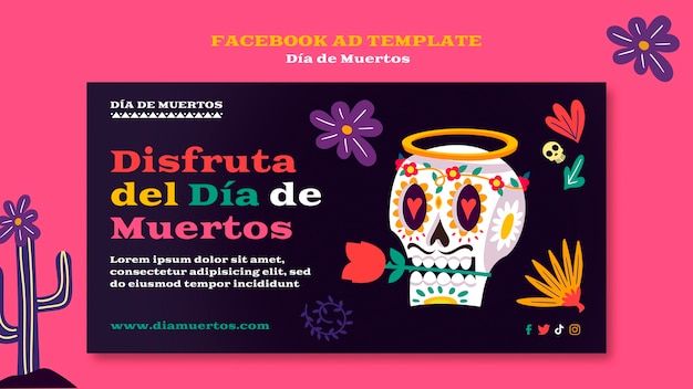 Kostenlose PSD dia de muertos-vorlage im flachen design