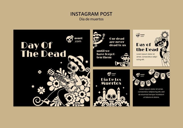Kostenlose PSD dia de muertos-vorlage im flachen design