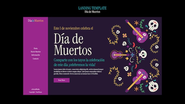 Kostenlose PSD dia de muertos-vorlage im flachen design