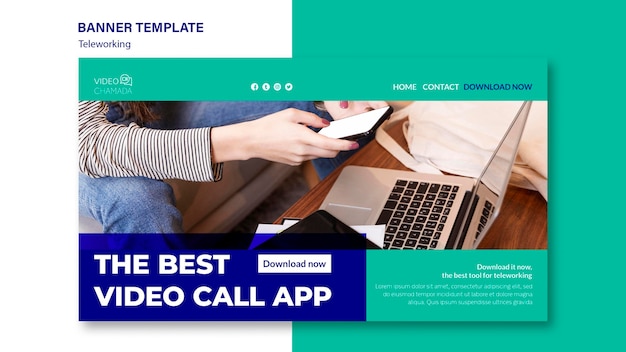 Kostenlose PSD die beste videoanruf-app-banner-vorlage