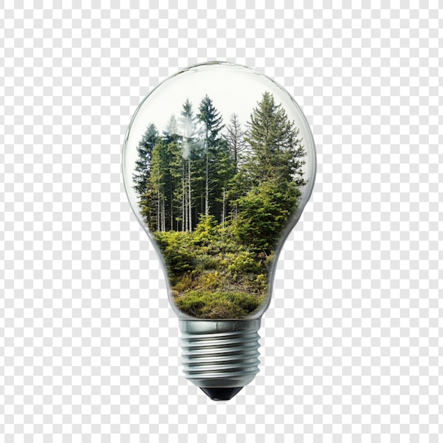 Die Natur beleuchtet Ein Wald in einer Glühbirne
