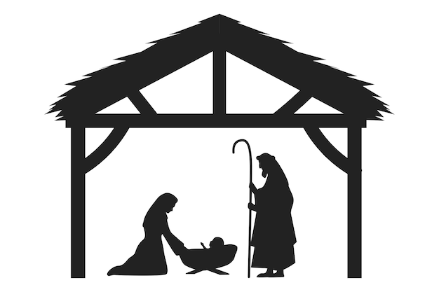 Die Silhouette der Geburt Jesu