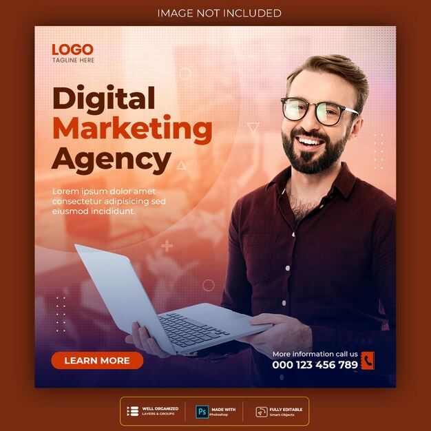 Digital Marketing Agentur und Corporate Social Media Post Vorlage