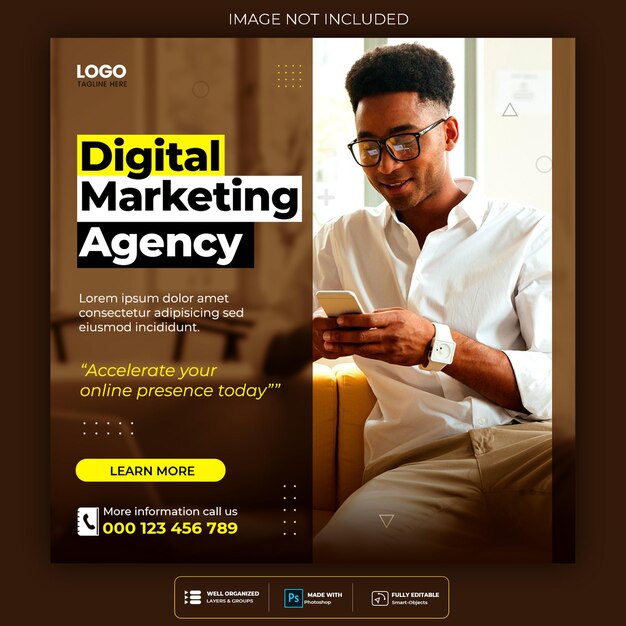 Digital Marketing Agentur und Corporate Social Media Post Vorlage