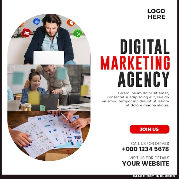 Digital Marketing Corporate Social Media und Agentur Banner oder Instagram Post Vorlage