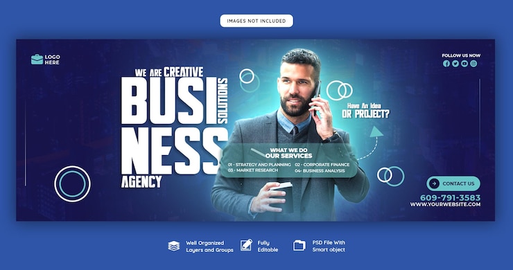 Kostenlose PSD digitale marketingagentur und facebook-covervorlage für unternehmen