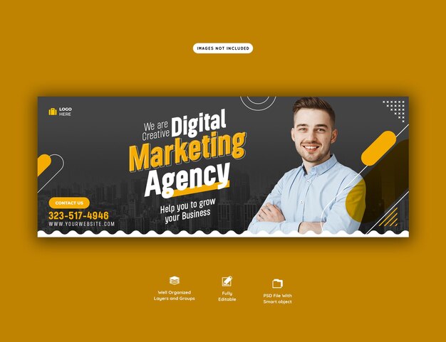 Digitale Marketingagentur und Facebook-Covervorlage für Unternehmen
