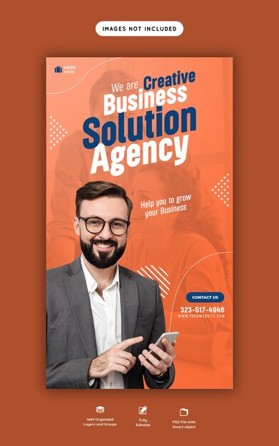 Digitale Marketingagentur und Unternehmens-Facebook- und Instagram-Geschichtenvorlage