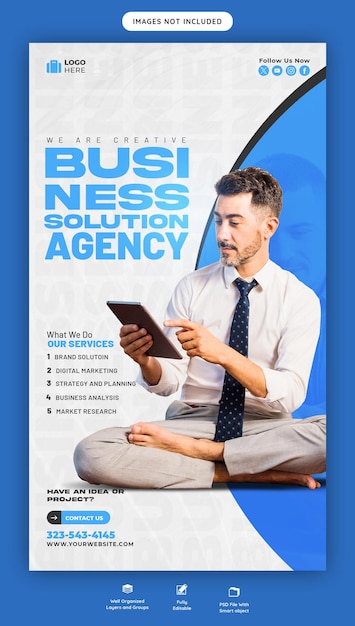 Digitale Marketingagentur und Unternehmens-Facebook- und Instagram-Story-Vorlage