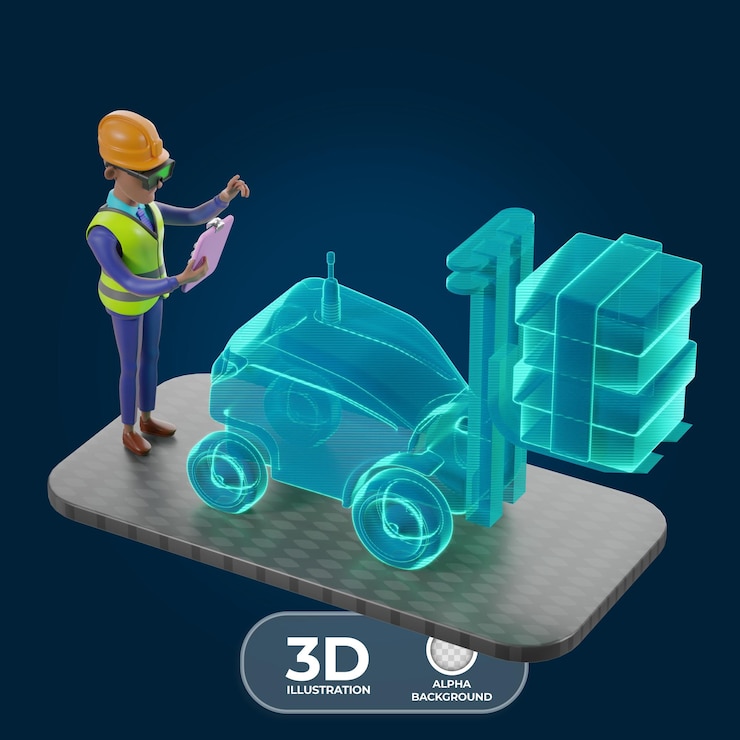 Kostenlose PSD directing autonomous vehicles in vr 3d illustration