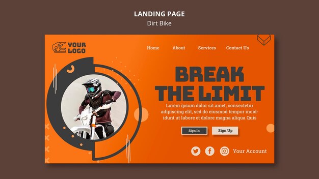 Dirt Bike Vorlage Landing Page