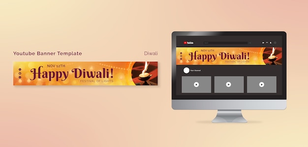 Kostenlose PSD diwali-feier-youtube-banner-vorlage