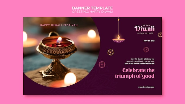 Kostenlose PSD diwali festival of lights banner vorlage