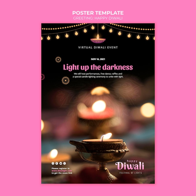 Diwali festival of lights poster vorlage