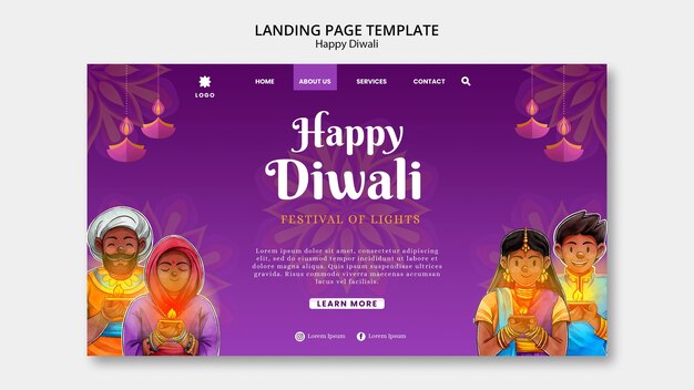 Diwali-Landing-Page-Vorlage mit Mandala-Design