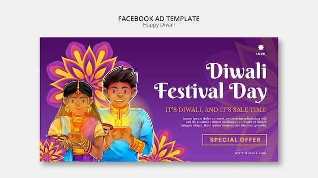 Kostenlose PSD diwali social media promo-vorlage mit mandala-design