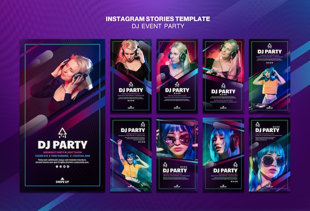 DJ Party Frau mit Kopfhörern Instagram Geschichten
