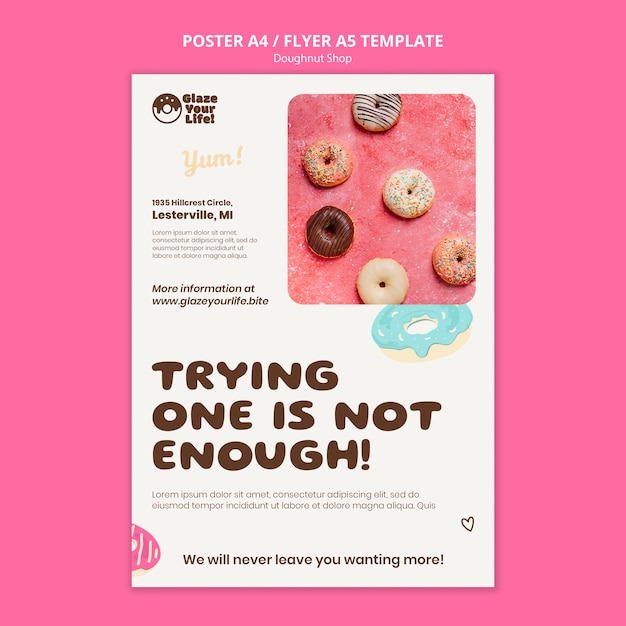 Donut-shop-poster-vorlage mit flachem design