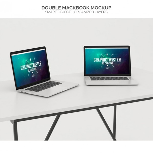 Kostenlose PSD doppel macbook mock-up