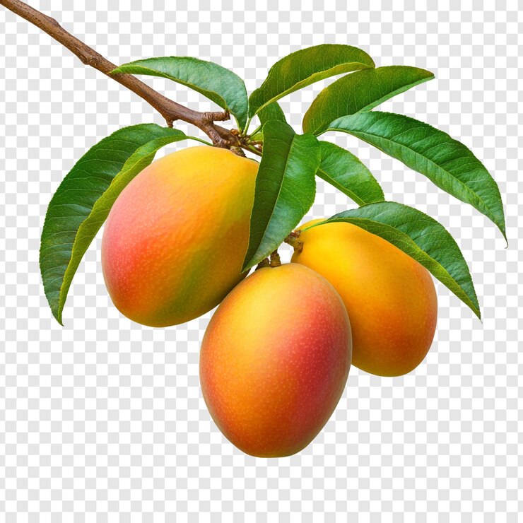 Kostenlose PSD drei reife mangos auf dem zweig