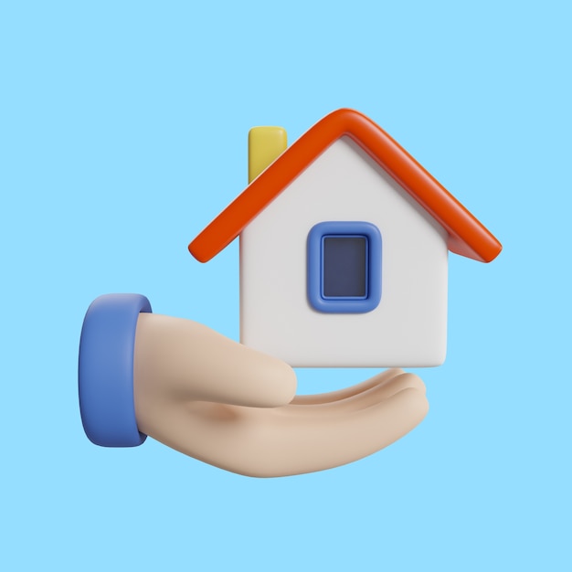 Dreidimensionales Immobilien-Icon-Mock-up