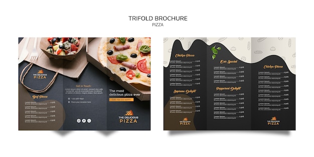 Dreifach gefaltete broschüre pizza