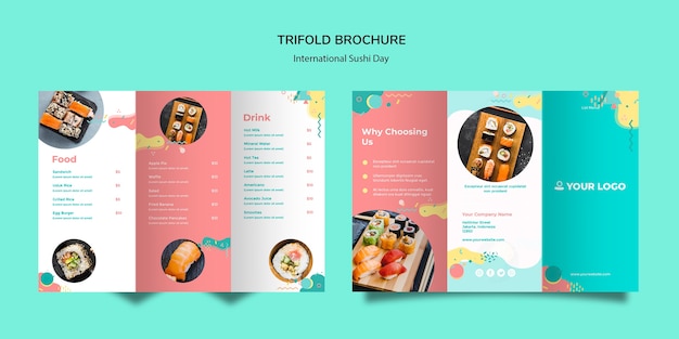 Kostenlose PSD dreifachbroschüre zum internationalen sushi-tag