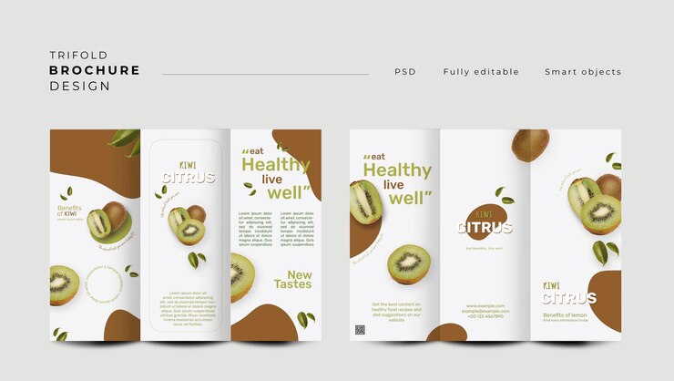 Kostenlose PSD druckfertiges triptychon-design von zitrusfrüchten