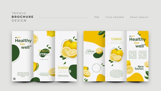 Kostenlose PSD druckfertiges triptychon-design von zitrusfrüchten