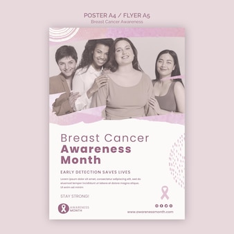 Druckvorlage für den rosa brustkrebs-bewusstseinsmonat