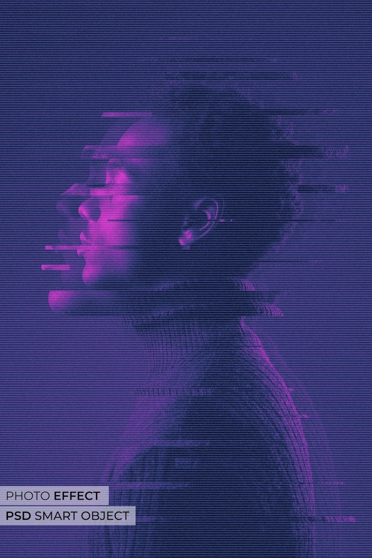 Kostenlose PSD duotone glitch-fotoeffekt