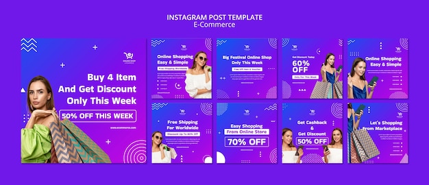 Kostenlose PSD e-commerce-konzept vorlage für instagram-posts