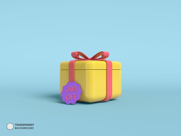 E-Commerce-Promo-Geschenkbox-Symbol isoliert 3d-Render-Illustration